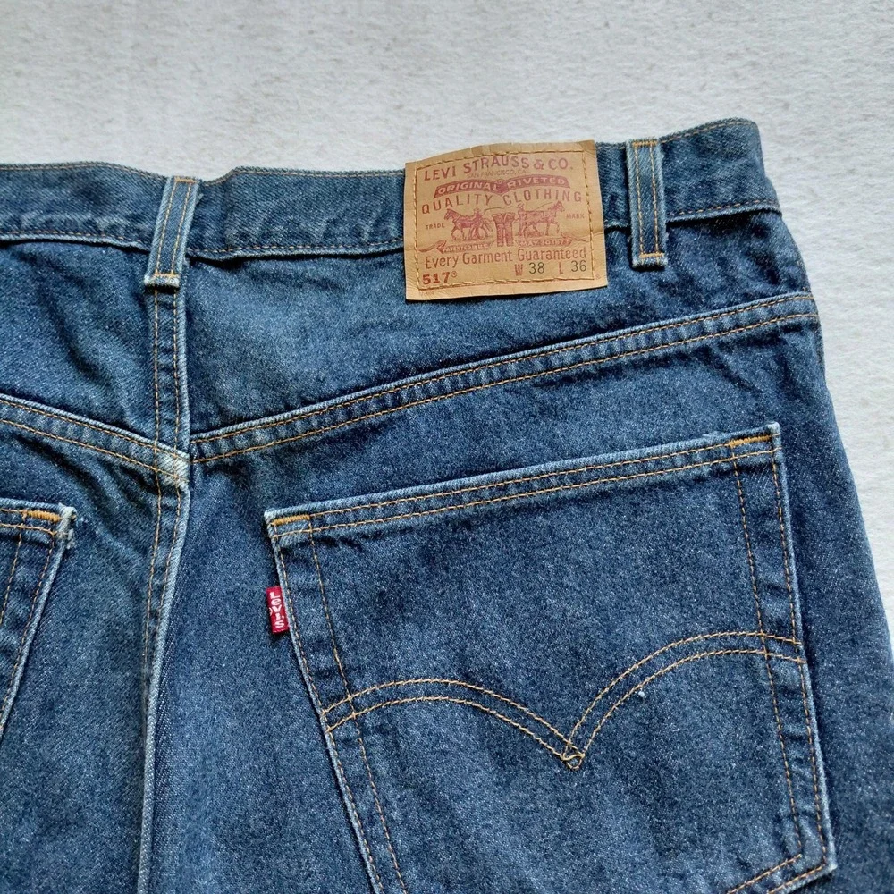 Vintage Levis 517 Mens  Bootcut Jeans 38x36 Made in USA Dark Wash Denim Western